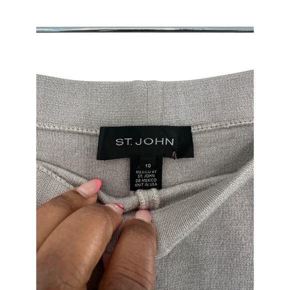 St. John Pants Gray Pull On Stretch Work Office Straight Leg Dress Pants Size 10 - Picture 2 of 10